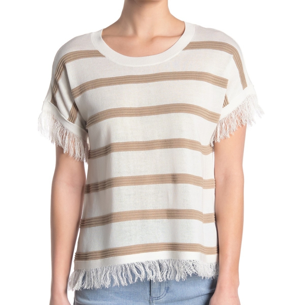 🆕 VINCE CAMUTO Fringe-trim Top L or M
